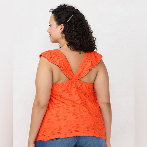 NWT- LC Lauren Conrad PLUS Ruffled Squared Swing Tank Top - Picture 2 of 4